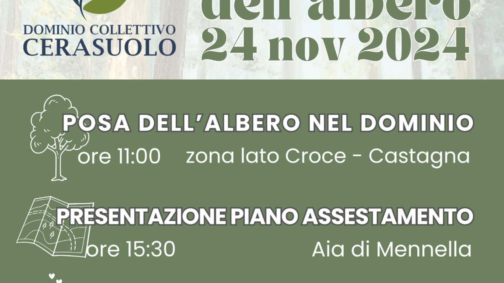 Giornata Nazionale dell’Albero e presentazione della relazione iniziale del Piano di Assestamento del Dominio Collettivo di Cerasuolo, finanziato dal MASAF – 24/11/24